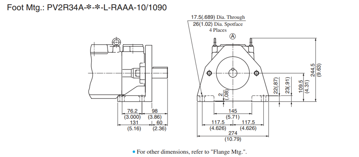 Foot Mtg.: PV2R34A-* -*-L-RAAA-10/1090安裝尺寸